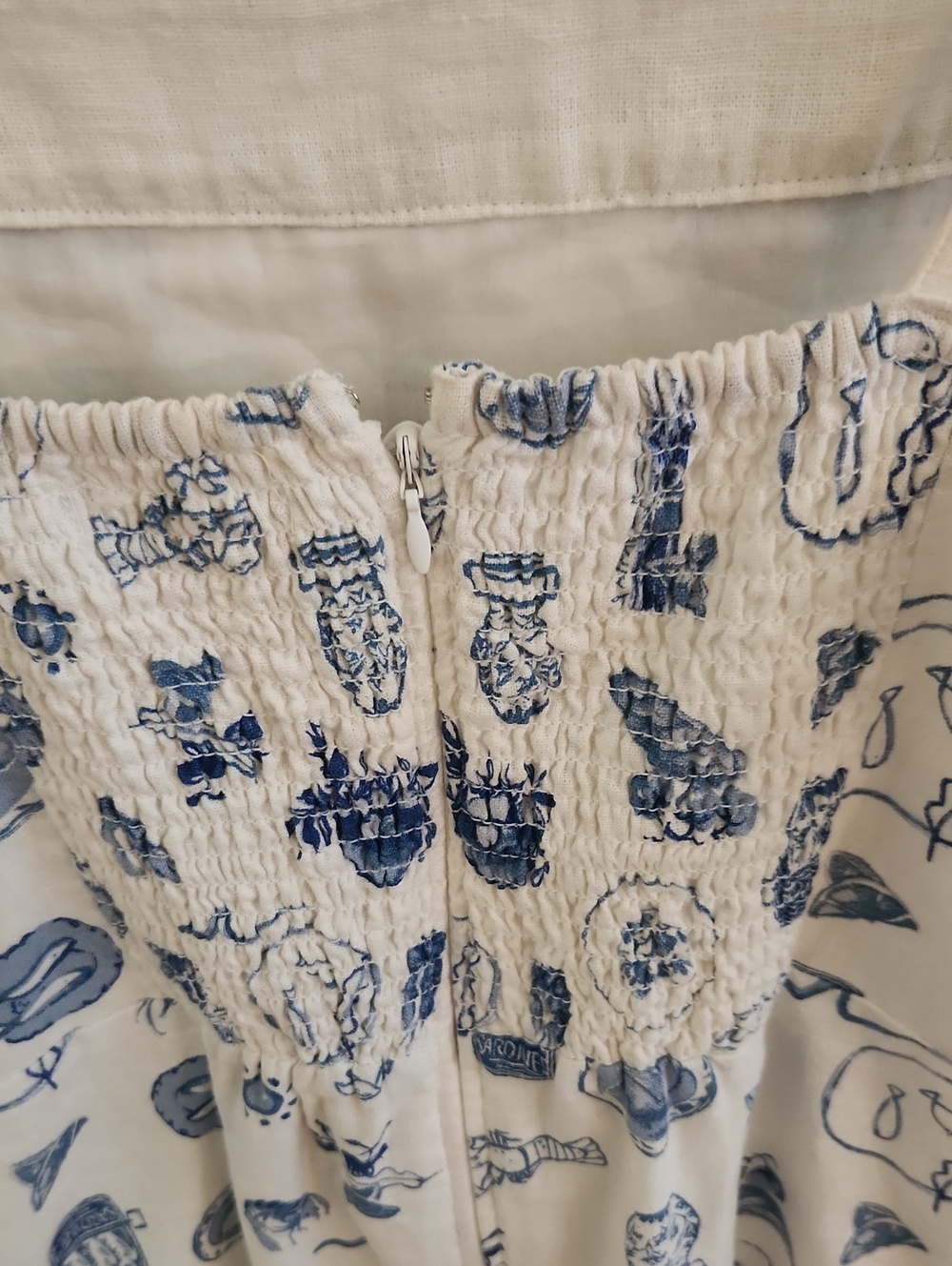 Abercrombie & Fitch Linen Lined Coastal Lobster Sea Mini Blue White Dress XLP - Picture 11 of 11
